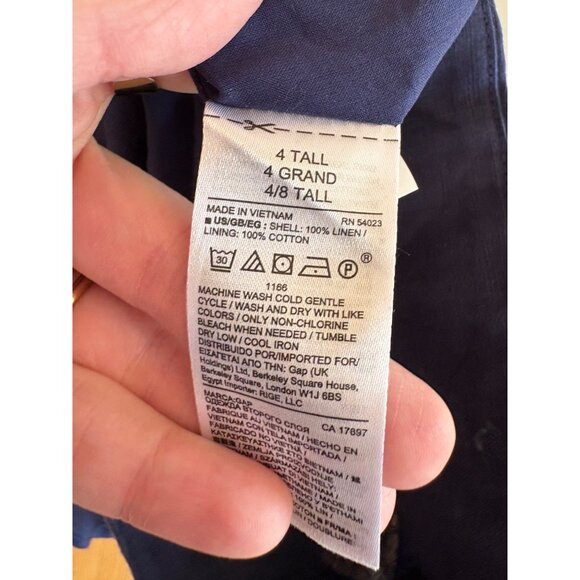 GAP 100% Linen Sleevelese Fit & Flare Midi Dress in Comet Blue Size 4 Tall - Picture 9 of 11